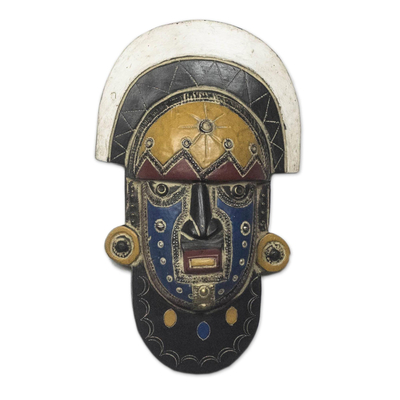 Colorful African Wood Mask from Ghana