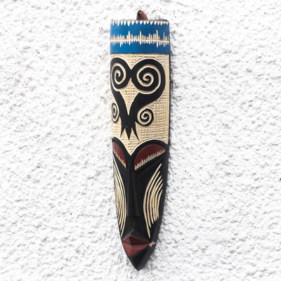 Afrikanische Holzmaske - Afrikanische Holzmaske mit Sankofa-Motiv aus Ghana