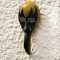 African wood mask, 'Dark Bird' - African Wood Bird Mask from Ghana