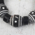 Ceramic and recycled plastic beaded stretch bracelet, 'Dark Champion' - Ceramic and Recycled Plastic Beaded Stretch Bracelet (image 2b) thumbail
