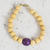 Wood beaded bracelet, 'Purple Bead' - Brown and Purple Wood Beaded Bracelet from Ghana