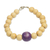 Wood beaded bracelet, 'Purple Bead' - Brown and Purple Wood Beaded Bracelet from Ghana