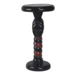 Wood accent table, 'Fafali Spiral' - Spiral Pattern Cedar Wood Accent Table from Ghana