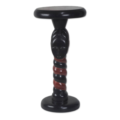 Spiral Pattern Cedar Wood Accent Table from Ghana