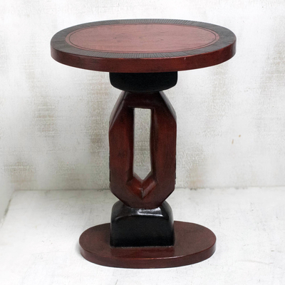 Wood accent table, 'Kekeli' - Handmade Cedar Wood Accent Table from Ghana