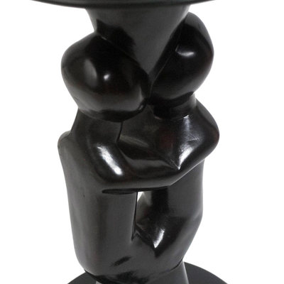 Wood accent table, 'Two Lovers' - Romantic Cedar Wood Accent Table from Ghana