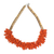 Recycled plastic beaded necklace, 'Me Na Ye' - Orange and Gold Recycled Plastic Beaded Necklace from Ghana