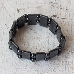 Hematite beaded stretch bracelet, 'Shimmer and Sheen' - Rectangular and Round Hematite Bead Stretch Bracelet