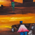 Afrikanische Dorfszene - Signierte impressionistische Dorflandschaftsmalerei aus Ghana