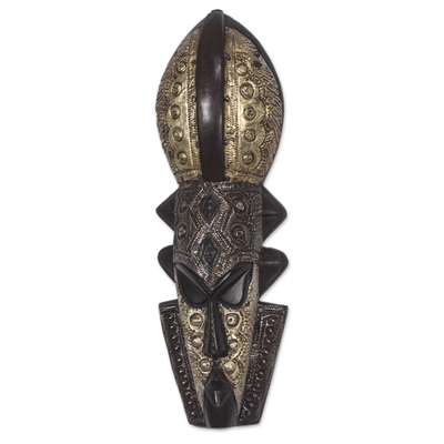 Afrikanische Holzmaske - Afrikanische Maske aus Sese-Holz mit königlichem Motiv aus Ghana