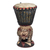 Wood drum, 'Tiger Call' - Brown and Cream Handcrafted Wood Djembe Drum with Tiger Base (image 2a) thumbail