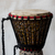 Wood drum, 'Ohemmaa' - Brown and Cream Handcrafted Wood Djembe Drum with Woman Base