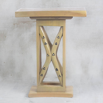 Wood decorative accent table, 'Triangle Arches' - Cedar Wood Decorative Accent Table from Ghana