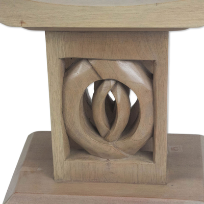 Wood decorative stool, 'Adode Throne' - Handmade Cedar Wood Decorative Stool from Ghana