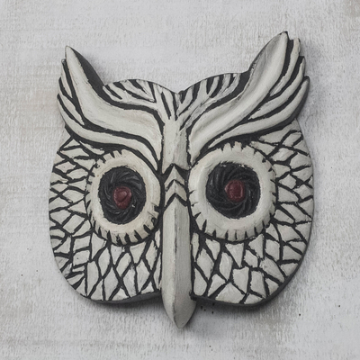 African Wood Bubo Owl Wall Mask From Ghana Novica Uk - Metal Owl Wall Art Uk