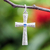 Sterling silver pendant, 'Faithful Blue' - Sterling Silver and Blue CZ Cross Pendant from Ghana (image 2) thumbail