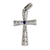 Sterling silver pendant, 'Faithful Blue' - Sterling Silver and Blue CZ Cross Pendant from Ghana
