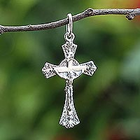 Sterling silver pendant, 'Gleaming Crucifix'