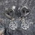 Sterling silver dangle earrings, 'Gye Nyame with Heart' - Adinkra Gye Nyame Dangle Earrings from Ghana (image 2b) thumbail