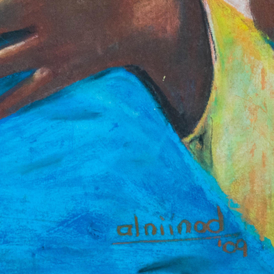 'Child Series III' - Signed Expressionist Painting of a Child from Ghana