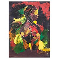 'Vanity' - Signed Expressionist Painting of a Woman from Ghana
