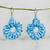 Recycled plastic beaded dangle earrings, 'Circular Sky' - Blue Recycled Plastic Beaded Dangle Earrings from Ghana