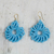 Recycled plastic beaded dangle earrings, 'Circular Sky' - Blue Recycled Plastic Beaded Dangle Earrings from Ghana