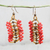 Recycled plastic beaded dangle earrings, 'Fiery Woman' - Handmade Recycled Plastic Beaded Dangle Earrings from Ghana