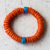 Recycled plastic beaded stretch bracelet, 'Eco Orange' - Recycled Plastic Beaded Stretch Bracelet in Orange and Blue (image 2b) thumbail