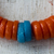Recycled plastic beaded stretch bracelet, 'Eco Orange' - Recycled Plastic Beaded Stretch Bracelet in Orange and Blue (image 2c) thumbail