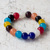 Glass beaded stretch bracelet, 'Rainbow Nkunim' - Colorful Recycled Glass Beaded Stretch Bracelet from Ghana thumbail