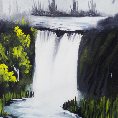 'The Righteous Day' - Signed Painting of a Waterfall from Ghana