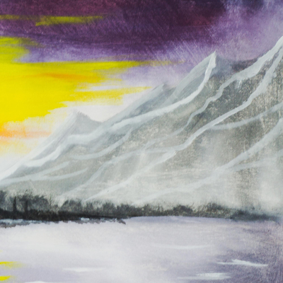 'The Nature of Life' - Signed Mountain Seascape Painting from Ghana