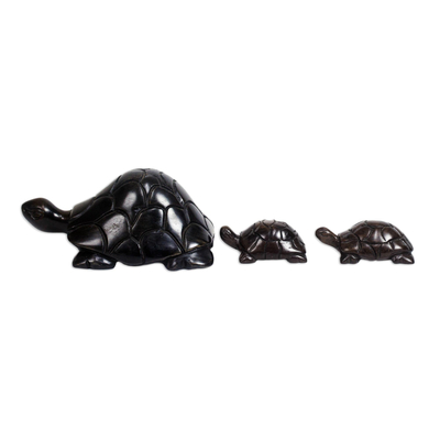 Figuren aus Ebenholz, (3er-Set) - Schildkrötenfiguren aus Ebenholz aus Ghana (3er-Set)