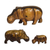 Figuritas de madera, (juego de 3) - Figuras de hipopótamo de madera de teca talladas a mano de Ghana (juego de 3)