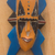 Wood African mask, 'Bibawa' - Blue and Orange Hand Carved Wood African Goodness Wall Mask