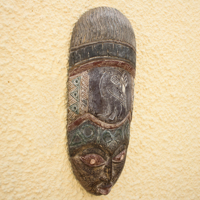 Afrikanische Holzmaske - Afrikanische Sankofa-Maske aus Holz, hergestellt in Ghana
