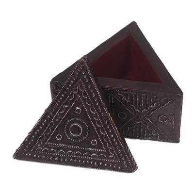 Caja decorativa de aluminio y madera - Caja Decorativa Triangular Aluminio Gofrado y Madera
