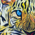 „Aggressiver Leopard“. - Signiertes expressionistisches Gemälde eines gelben Leoparden aus Ghana
