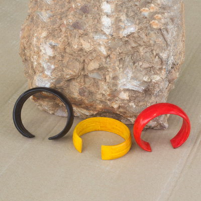 Leather cuff bracelets, Annula (set of 3)