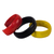 Leather cuff bracelets, 'Annula' (set of 3) - Red Black Yellow Leather Cuff Bracelet Trio (Set of 3) (image 2c) thumbail