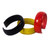 Leather cuff bracelets, 'Annula' (set of 3) - Red Black Yellow Leather Cuff Bracelet Trio (Set of 3) (image 2d) thumbail