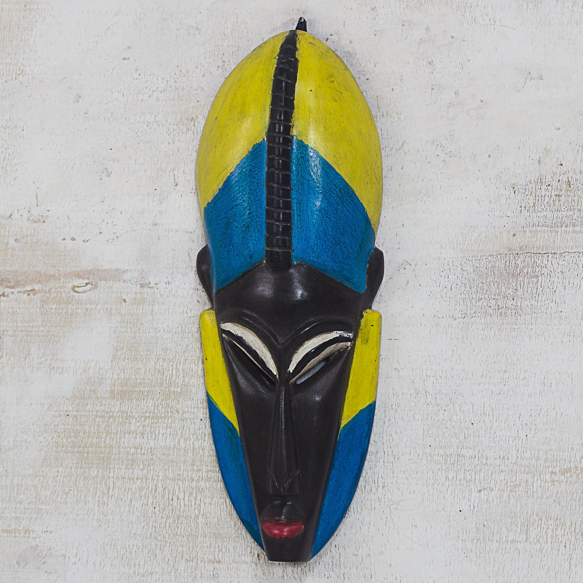 Colorful African Wood Wall Mask Crafted In Ghana Nyansafo