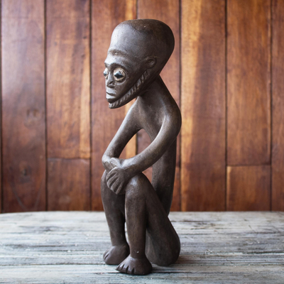 Holzskulptur - Handgeschnitzte Holzskulptur eines Ashanti-Mannes aus Ghana
