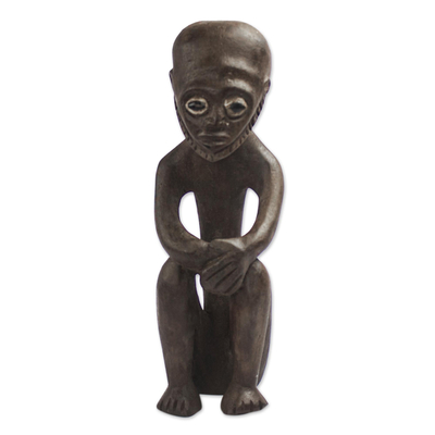 Wood sculpture, 'Old Ashanti Man' - Hand-Carved Wood Sculpture of an Ashanti Man from Ghana