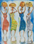 Töpfer – Expressionistische Malerei afrikanischer Frauen, die Töpfe halten