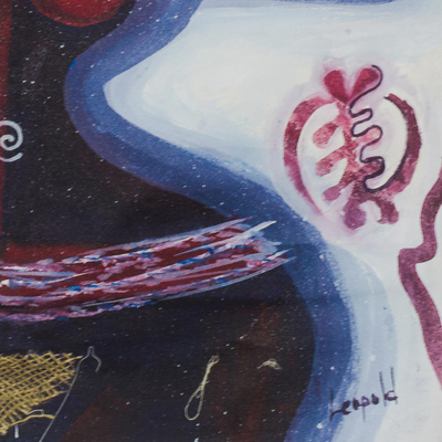 'Akwaaba Doll' - Signed Expressionist Fertility Doll Painting from Ghana