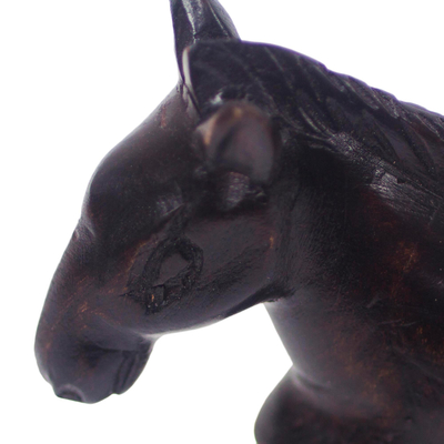 estatuilla de madera - Figura de caballo de madera de Sese tallada a mano de Ghana
