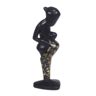 Escultura de madera - Escultura de madre e hijo de madera de Sese de Ghana