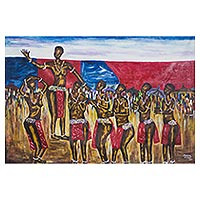 'Dipo Dance' (2018) - Pintura de danza impresionista cultural firmada de Ghana 2018